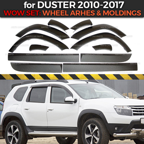 Set wheel arches and moldings for Renault / Dacia Duster 2010-2017 1 set / 12p plastic ABS protection trim covers car styling ► Photo 1/6