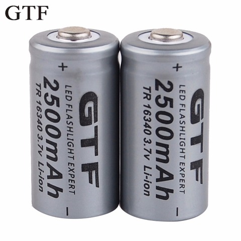 GTF 3.7V 2500mAh Lithium Li-ion 16340 Battery CR123A Rechargeable Batteries 3.7V CR123 for Laser Pen LED Flashlight Cell ► Photo 1/6