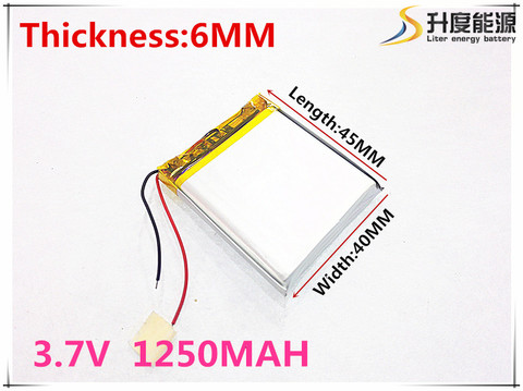Size 604045 3.7V 1250 mah Lithium polymer Battery With Protection Board For GPS Tablet PC Digital Products ► Photo 1/1