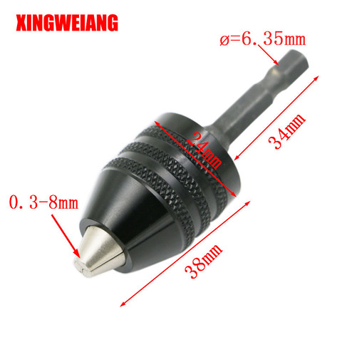 Drilling Chuck Clip 6.35mm Hex Shank  Clamping Range 0.3-8mm Screwdriver Drill Grinder Converter ► Photo 1/5