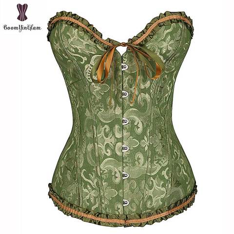 Price history & Review on Lace Up Jacquard Overbust Corset Plus Size 6XL Korse Elastic Boned Korset Sexy Women Outfit Corselet Solid Gothic Gorset | AliExpress Seller - S Shaped Corset