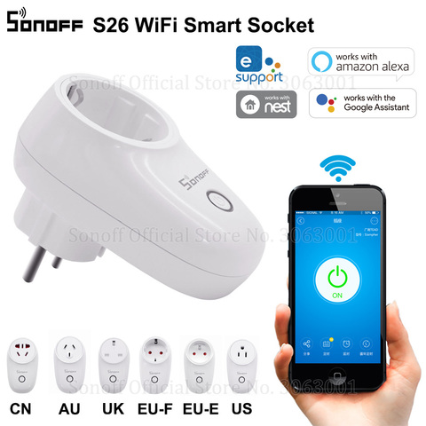 Sonoff S26 WiFi Smart Socket US/UK/CN/AU/EU Wireless Plug Power Sockets Smart Home Switch Work With Alexa Google Assistant IFTTT ► Photo 1/6