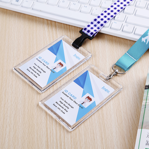 NO MOQ Acrylic Crystal Staff Access id lanyard Card badge holder for office school Exhibition with custom lanyard neck strap ► Photo 1/6