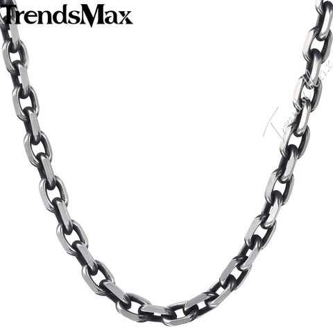 Trendsmax Cut Cable Link Necklace Boys Mens Chain Stainless Steel Gunmetal Tone 6mm KKN498 ► Photo 1/5