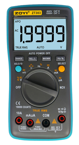 ZT303  Auto Range Digital Multimeter Frequency Capacitance Temperature Tester 19999  Counts LCD Display Backlight ► Photo 1/1