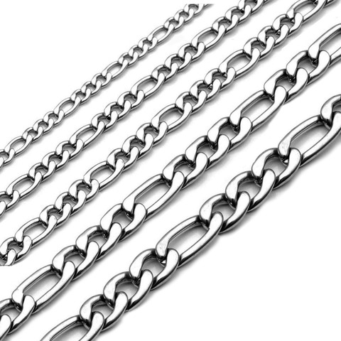 3 4.5 5.0 6.0 7.5mm 16-30 inch Wide Silver Figaro Chain 316 Stainless Steel Necklace Link Cable Rope Lobster Clasp for Men ► Photo 1/5