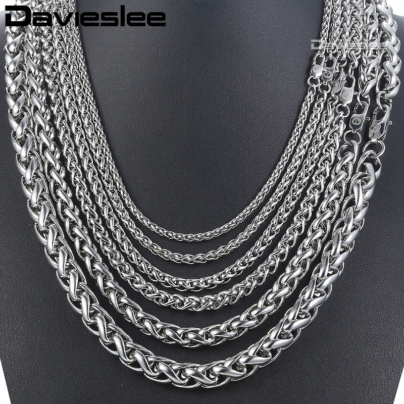 18''-36'' Gold Plated Stainless Steel Wheat Braid Chain Necklace 6mm Fashion 