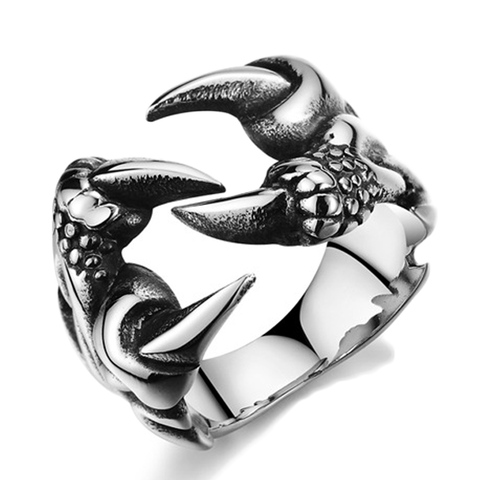 New Rock Punk Male Biker Rings Metal Dragon Claw Rings For Men Vintage Gothic Jewelry ► Photo 1/4