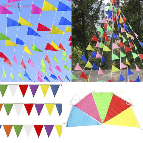 50 Meter Rainbow Pennant Outdoor Banner 100 Flags Nylon Advertising Hanging Flag Wedding Decor Birthday Party Supplies ► Photo 1/5