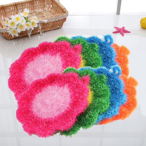 Flower Shaped Dish Scrubber Sponge Non-scratch Cute Home Kitchen Tool Bowls Pan Washing Cleaning Cloth Scouring Tableware Wash ► Photo 1/5