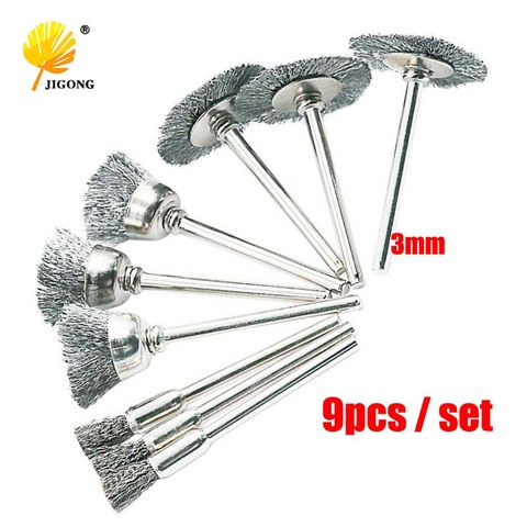 JIGONG 9pcs Steel brush Wire wheel Brushes Die Grinder  Rotary Tool Electric Tool for the engraver ► Photo 1/6