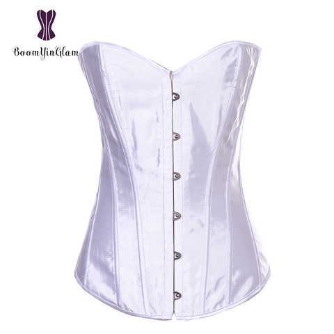 Satin Fabric Body Shapewear Overbust Corselet Slimming Waist Shaper Lacing Ribbon Women Corset & Bustier With G String 818# ► Photo 1/6