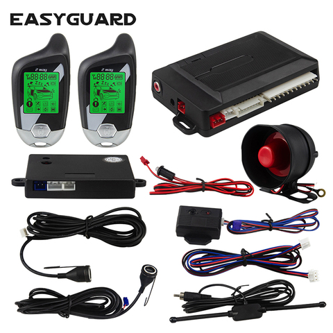 EASYGUARD 2 Way Ultrasonic/shock sensor Car Alarm System LCD Pager Display auto lock unlock alarm universal vibration alarm ► Photo 1/6