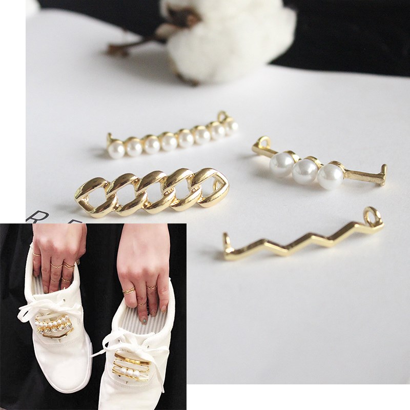 Shoelaces Decoration White Pearl Shoe Accessories Women Shoes Clips Accessory 