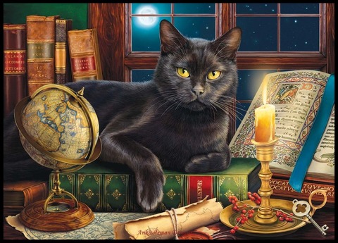Embroidery Counted Cross Stitch Kits Needlework - Crafts 14 ct DMC Color DIY Arts Handmade Decor - Black Cat by Candlelight ► Photo 1/6