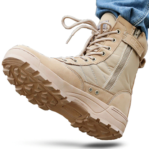 Men Desert Tactical Military Boots Mens Working Safty Shoes Army Combat Boots Militares Tacticos Zapatos Men Shoes Boots Feamle ► Photo 1/6