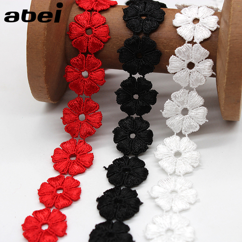 2yards/lot width 2.3cm polyester flower Lace Trims White Black Red Ribbon DIY necklace ornaments Wedding Clothes Accessories ► Photo 1/3