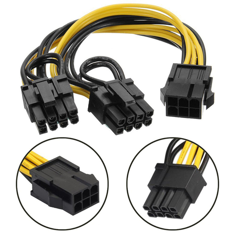 PCI-E 6-pin to Dual 6+2-pin (6-pin/8-pin) Power Splitter Cable Graphics Card PCIE PCI Express 6Pin to Dual 8Pin Power Cable ► Photo 1/5