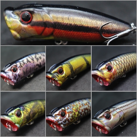 wLure 7cm 12.3g Middle Range Casting Loud Rattling Gill Slot with more Water Splash Lifelike Popper Lure for Bass Fishing HT605 ► Photo 1/6