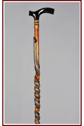 SNAKE Special Design Cranberry Wood Turkish Handcraft Walking Stick Crutch Walker Balancing Mobility Aid Elders Orthopedic ► Photo 1/3