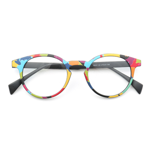 Women Round Eyeglass Frames Men Colorful Vintage Fashion Full-rim Rx Glasses Frame Light TR Eyewear Rainbow Black Eyeglass Frame ► Photo 1/6