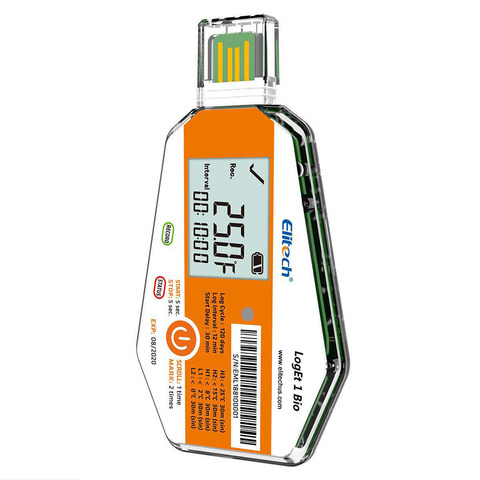 Elitech LogEt 1Bio Temperature Data Logger Single Use PDF Report USB Port 16000 Points ► Photo 1/1