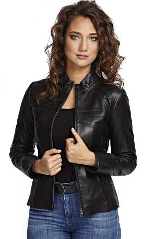 Biker model free shipping, genuine sheepskin, new winter fashion, Black leather jacket ► Photo 1/4