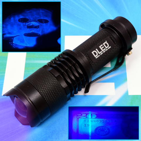 UV Ultraviolet LED Flashlight DLED Mini Black 395nm ► Photo 1/6