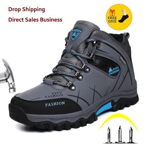 Men Winter Brand Snow Boots Waterproof Leather Sneakers Super Warm Men's Boots Outdoor Male Hiking Boots Work Shoes Plus Size 47 ► Photo 1/6