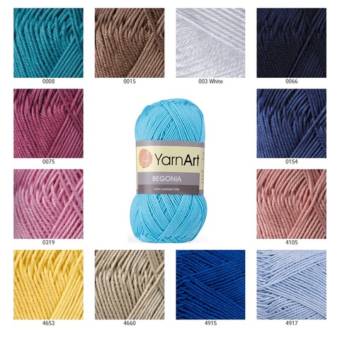 Yarnart Begonia Yarn %100 Mercerized Cotton 50gr-169m Crochet,Knitting, Dress, Shorts, Blouse, Lace, Colorful, High Quality ► Photo 1/6