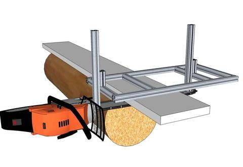 Nozzle mini sawmill on a chainsaw for longitudinal cutting breven. Assembly with electro or with Benzo saw saw frame (carriage). ► Photo 1/6