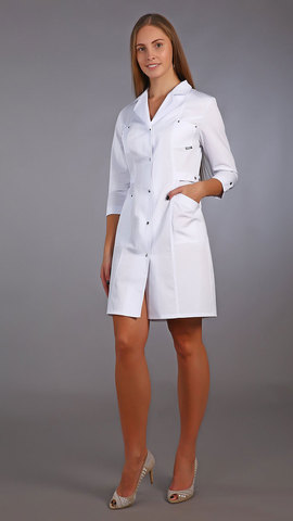Medical clothing. Medical women's dressing gown. Medical Uniform Lab Uniform Women White Lab Coat Suit Female Spa Beauty Salon Long Jacket Lab Coat Uniform Work Wear Pharmacy ► Photo 1/3