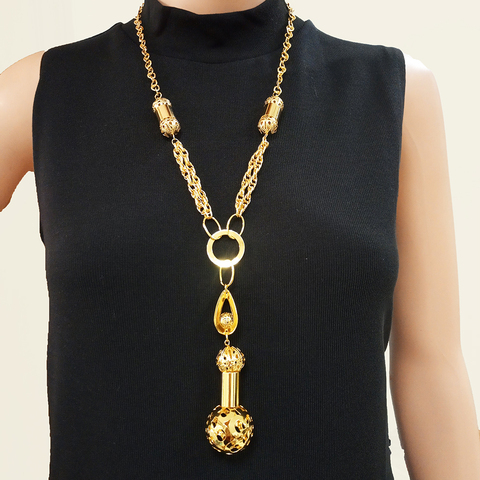 long Chain African gold jewelry necklace long drop fashion jewelry accessories ► Photo 1/6