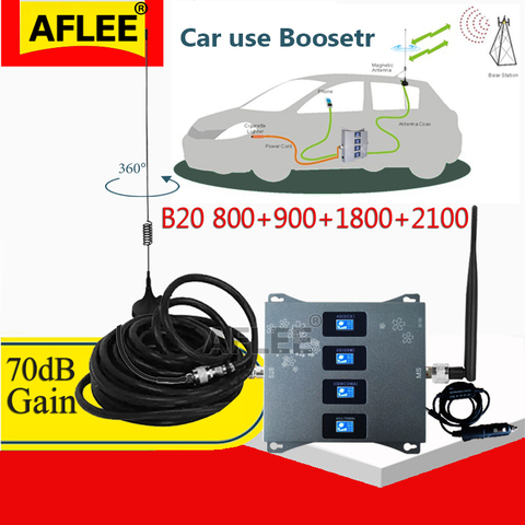 Car Use!! B20 800 900 1800 2100mhz Four-Band Cell Phone Cellular Amplifier GSM Repeater 2G 3G 4G Signal Booster DCS WCDMA LTE ► Photo 1/6