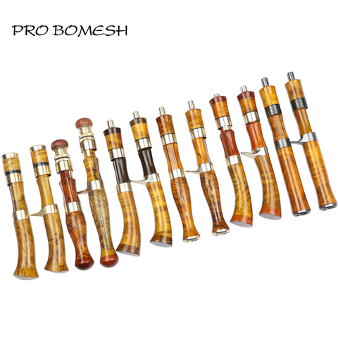 Pro Bomesh 1 Set Burlwood Spinning Casting Reel Seat Handle Kit Metal Trim DIY Trout Fishing Rod Building Accessory ► Photo 1/6