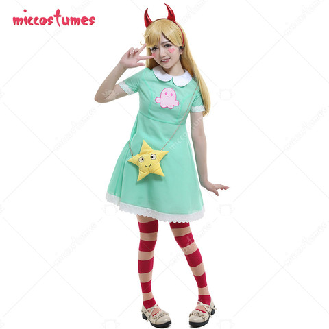 Girl's Princess Star Butterfly Cosplay Costume Green Dress Including Hair Accessory,Star Bag and Shoe Covers ► Photo 1/6