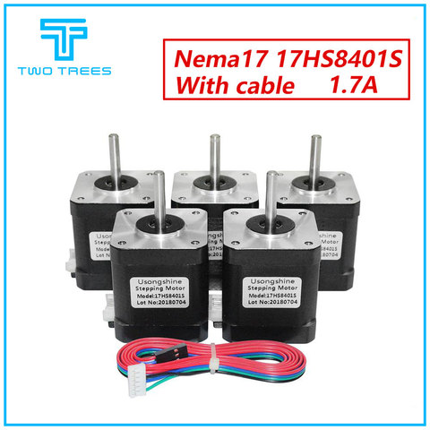 Usongshine 5pcs/lot 3D printer motor 4-lead Nema17 Stepper Motor 42 motor Nema 17 motor 42BYGH 1.7A (17HS8401S) with DuPont ► Photo 1/6