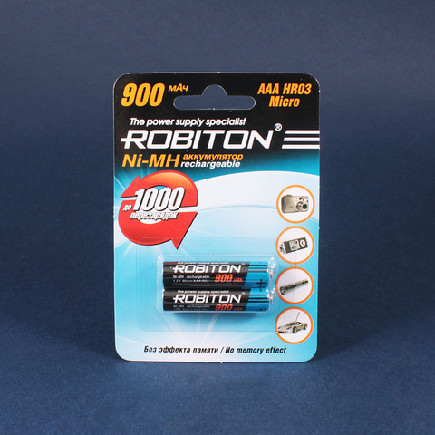 Battery мизинчиковый AAA robiton, 1.2 V, 900 mAh, NIMH 2 pieces per pack ► Photo 1/1