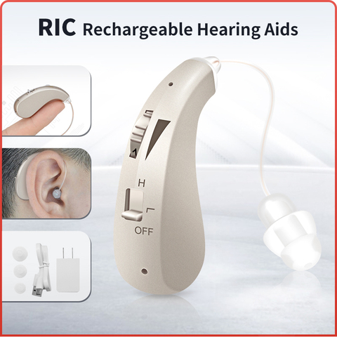 Rechargeable Digital RIC Hearing Aid Hearing Amplifier Ear Care Compared to Hearing Aids Hearing Loss ► Photo 1/6