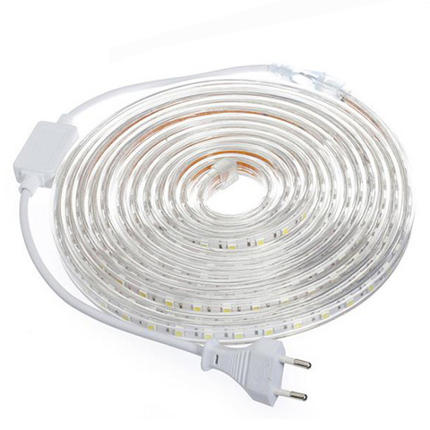 60LEDs/m AC220V LED Lighting Strip SMD 5050 Flexible Light Waterproof Led Tape Light With EU Plug 1M/2M/5M/6M For Outdoor Garden ► Photo 1/6