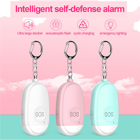 Personal Handy Alarm Safety Device Keychain USB Rechargeable Emergency Attack Anti-rape Self-defense Safety Alarm 130dB ► Photo 1/6