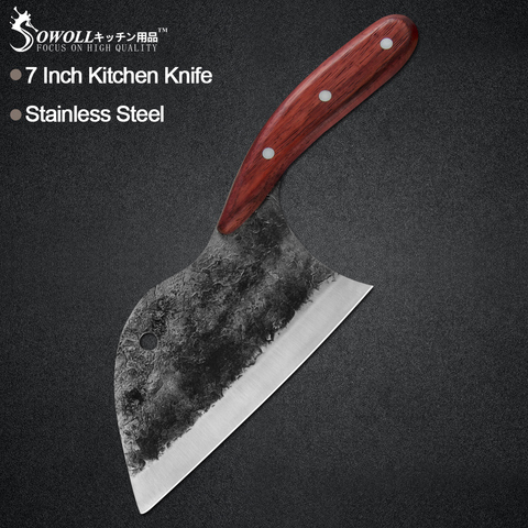 Sowoll 8'' 7'' inch Effort Saving Kitchen Knife Handmade Forged Cleaver Stainless Steel Sharp Blade Chopping Knife New Style ► Photo 1/6