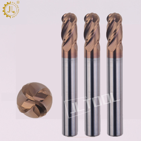 Four flute ball milling cutter tungsten steel carbide 4 Flutes Ball Nose End Mill HRC58 ► Photo 1/4