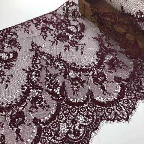 hot sale chantilly lace rose in different colors 36cm burgundy french lace fabric mint color eyelash lace trim ► Photo 1/6