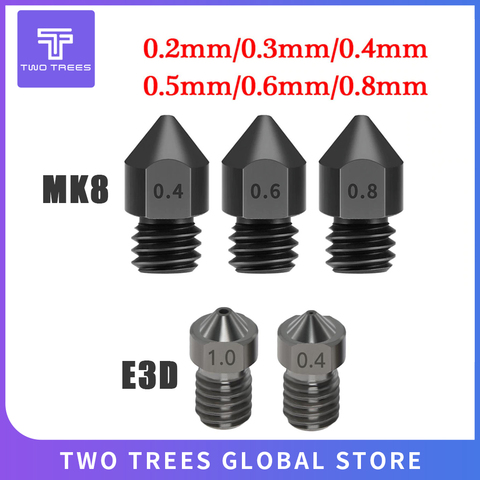 3D Printer Parts Reprap MK8 E3D Hardened Steel Nozzle 1.75mm 0.2/0.3/0.4/0.5/0.6/0.8mm For Ender 3 CR10  Ender 3 PRO  3D Printer ► Photo 1/6