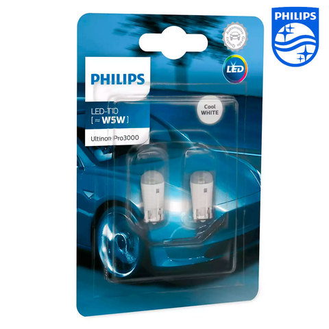 Светодиодная лампа Philips W5W T10 (W2,1x9,5d) Ultinon Pro3000 LED 6000K (2 шт.) 11961U30CWB2 ► Photo 1/3