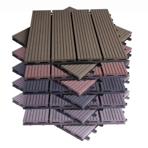 30 x 30cm WPC Composite Garden Floor Boards Set of 11PCs Interlocking Wood Effect Terrace Tiles Flooring with Click System ► Photo 1/6