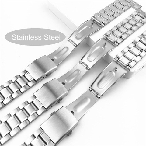 Stainless Steel Strap 14mm 16mm 18mm 20mm 22mm Metal Watch Band Link Bracelet Watchband Silver Replacement Bracelet Watch Strap ► Photo 1/6
