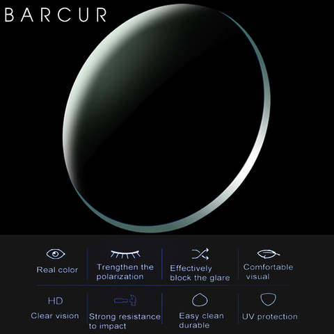 BARCUR Polarized 1.50 1.61 1.67 Myopia Sunglasses Lens UV400 Prescription CR-39 Resin Spherical Glass Lens ► Photo 1/6