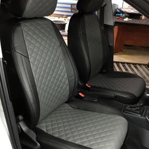For Skoda Rapid 2014-2022 гв. / VW Polo with 2022 (разд. Backside. Backrest) fashion seat cover of экокожи [model autopilot] ► Photo 1/5